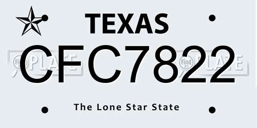 CFC7822 Texas License Plate