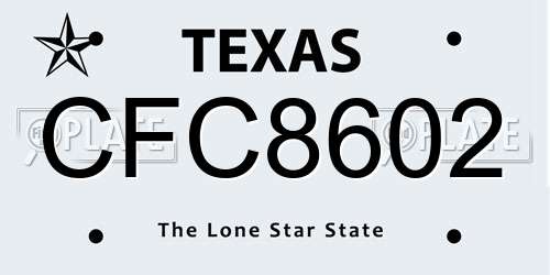 CFC8602 Texas License Plate