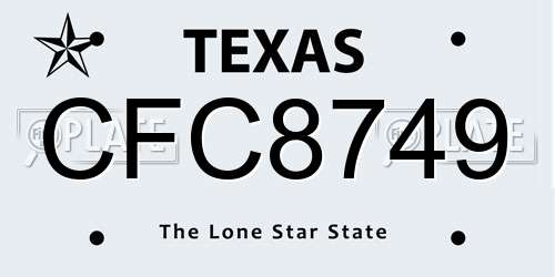 CFC8749 Texas License Plate