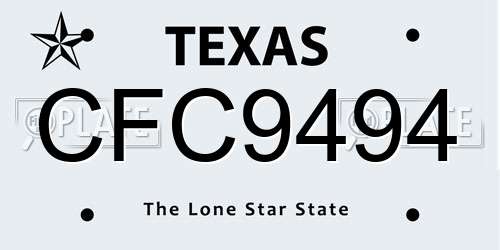 CFC9494 Texas License Plate