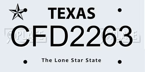 CFD2263 Texas License Plate