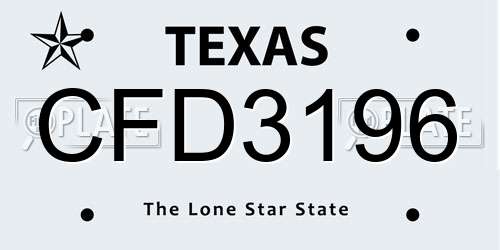CFD3196 Texas License Plate