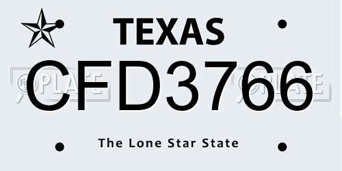 CFD3766 Texas License Plate