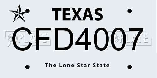 CFD4007 Texas License Plate