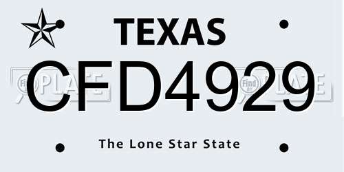 CFD4929 Texas License Plate