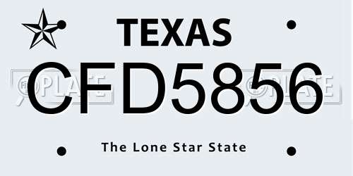 CFD5856 Texas License Plate