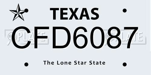 CFD6087 Texas License Plate