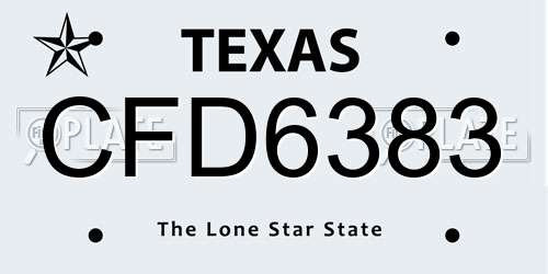 CFD6383 Texas License Plate