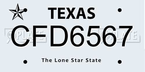 CFD6567 Texas License Plate