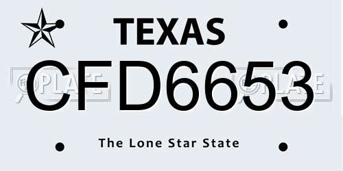CFD6653 Texas License Plate