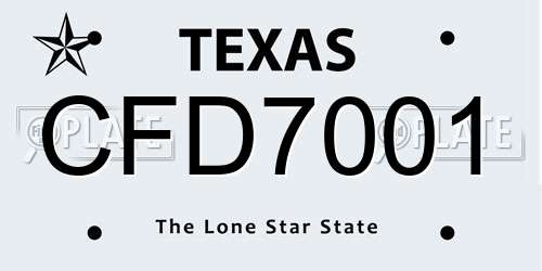 CFD7001 Texas License Plate