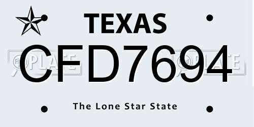 CFD7694 Texas License Plate