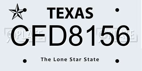 CFD8156 Texas License Plate