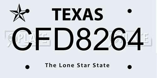 CFD8264 Texas License Plate