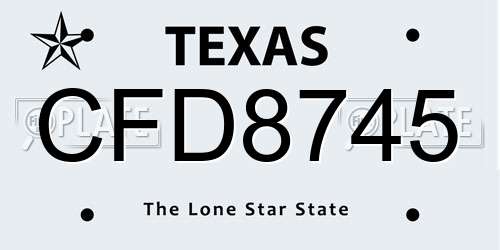 CFD8745 Texas License Plate