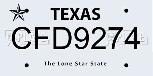 CFD9274 Texas License Plate