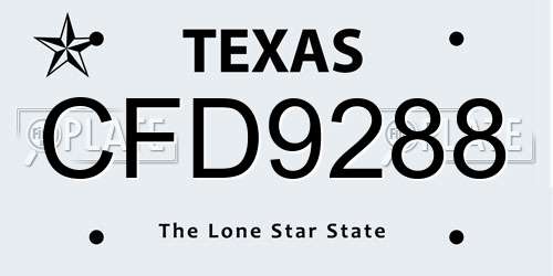 CFD9288 Texas License Plate