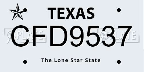 CFD9537 Texas License Plate