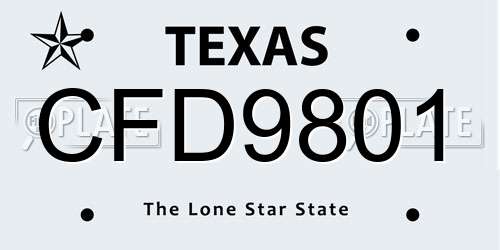 CFD9801 Texas License Plate