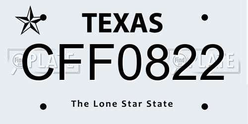 CFF0822 Texas License Plate