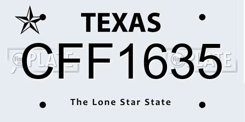 CFF1635 Texas License Plate