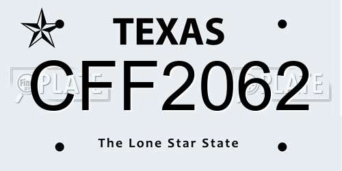 CFF2062 Texas License Plate