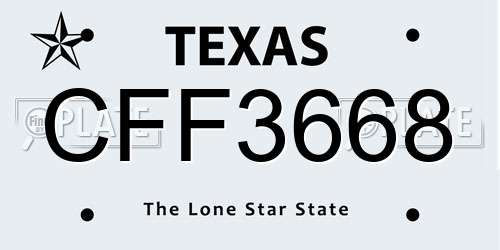 CFF3668 Texas License Plate