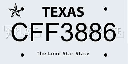 CFF3886 Texas License Plate