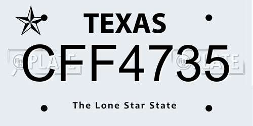 CFF4735 Texas License Plate