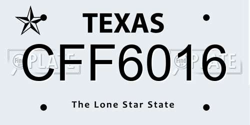 CFF6016 Texas License Plate