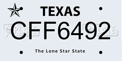 CFF6492 Texas License Plate
