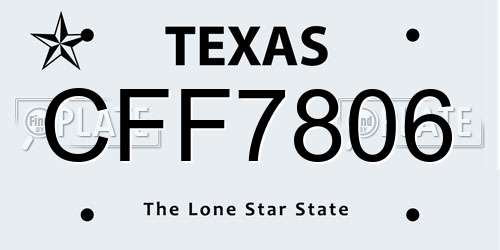 CFF7806 Texas License Plate