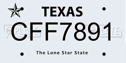 CFF7891 Texas License Plate