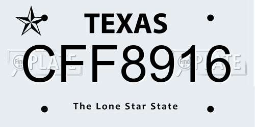CFF8916 Texas License Plate