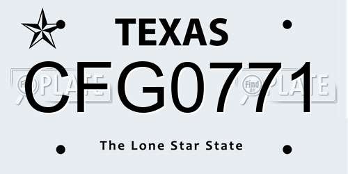 CFG0771 Texas License Plate