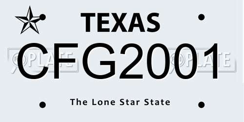 CFG2001 Texas License Plate