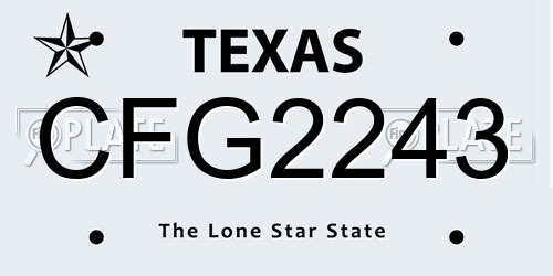 CFG2243 Texas License Plate