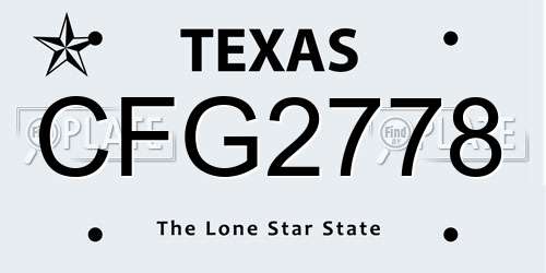 CFG2778 Texas License Plate