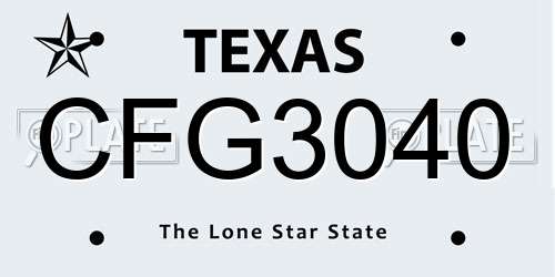 CFG3040 Texas License Plate