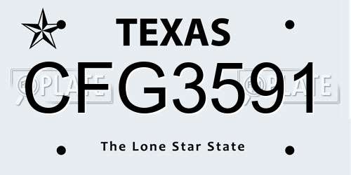 CFG3591 Texas License Plate