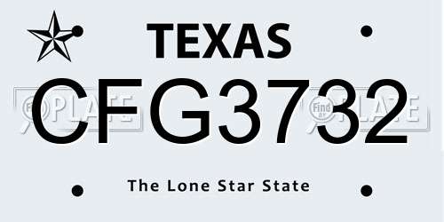 CFG3732 Texas License Plate