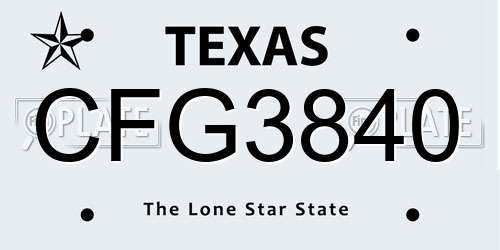 CFG3840 Texas License Plate