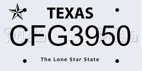 CFG3950 Texas License Plate