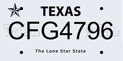 CFG4796 Texas License Plate
