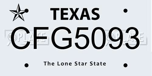 CFG5093 Texas License Plate