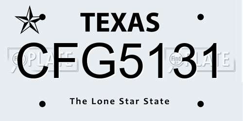 CFG5131 Texas License Plate