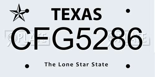CFG5286 Texas License Plate