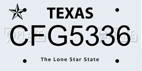 CFG5336 Texas License Plate