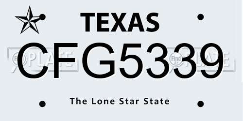 CFG5339 Texas License Plate