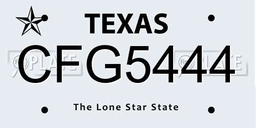 CFG5444 Texas License Plate